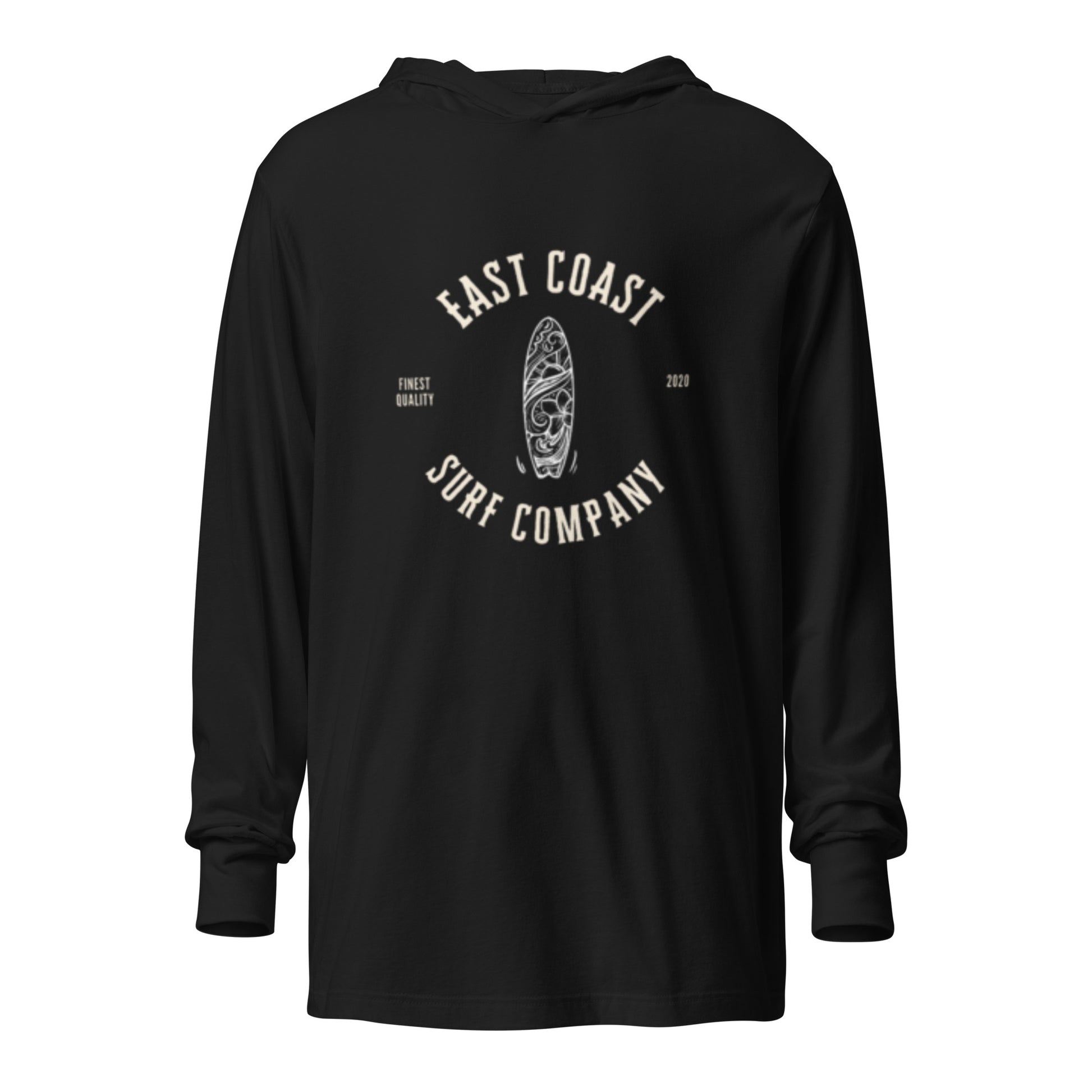 The Manasquan | Hooded long-sleeve Black vintage surf t shirt | East Coast Surf Company